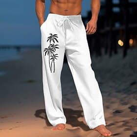 Herren Kokosnussbaum Grafik-Drucke Hose Hosen Sommerhosen Strandhose Mittlere Taillenlinie Strassenmode Hawaiianisch Designer Casual Täglich Festtage Kordelzug
