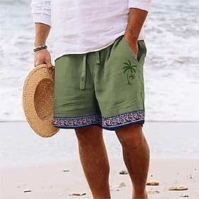 Men's Graphic Coconut Tree Geometry Shorts Summer Shorts Beach Shorts Mid Waist Streetwear Hawaiian Designer Casual Daily Beach Drawstring Elastic Waist 3D Pri