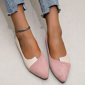 Women's Two-Tone Pointed Toe Flats – Elegant Slip-On Ballet Shoes, Comfortable Daily Wear for Work Casual Outfits