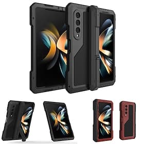 Handy Hülle Handyhüllen Für Samsung Galaxy Z Fold 5 Z Fold 4 Robust Ständer Stoßfest Rüstung Metall Silikon