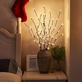 Warm White Led Branch Light, Battery Operated Lighted Branches Vase Filler Willow Twig Lighted Branch 30 Inch 20 LED For Christmas Home Party Decoration Indoor