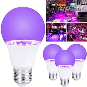 2 pièces 1 pièce ampoule LED noire uv halloween violette 9,5w remplacement d'ampoule noire jusqu'à 100w lumière noire niveau uva 385-400nm a19 atmosphère effra