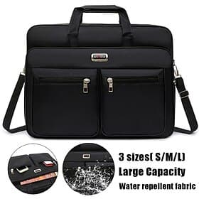 Sacoche pour ordinateur portable pour homme avec bandoulière, mallette de travail résistante à l'eau avec plusieurs poches zippées pour le bureau et les voyage