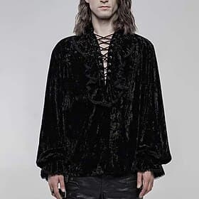 Punk Gothic Mittelalterlich Steampunk Bluse / Hemd Ein Ballon Vampir V Ausschnitt Kostüm Herren Seeräuber Fantasie königlich Halloween Karneval Party Erwachse