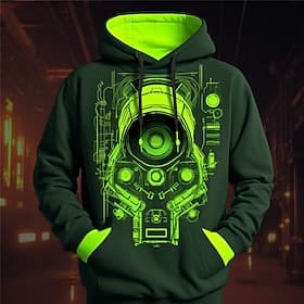 Homme Graphique Extraterrestre Technologie Sweat à capuche Sweats à capuche Sweatshirt Mode Quotidien Basique Occasionnel manche longue À capuche Vacances Spor