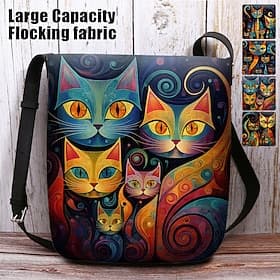 Umhängetasche mit künstlerischem Katzen-Print – lebendiges abstraktes Design für Damen-Umhängetasche für den täglichen Gebrauch und zum Verschenken