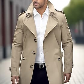 Men's Transition Jacket Trench Coat Outdoor All Seasons Polyester Windbreaker Outerwear Clothing Apparel Streetwear Plain Front Pocket Lapel Single Breasted