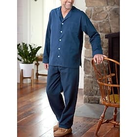 Men's Loungewear Sleepwear Pajama Set Pajama Top and Pant 2 Pieces Plain Stylish Casual Comfort Home Daily Cotton Comfort Lapel Long Sleeve Shirt Pant Drawstri