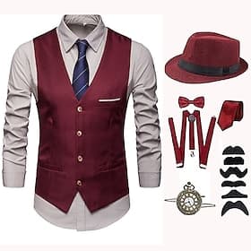 1920s Retro Vintage Hat Outfits Party Costume Normal The Great Gatsby Gentleman Holiday Christmas Fashion Fancy Dress Men's Halloween Carnival Masquerade Prom