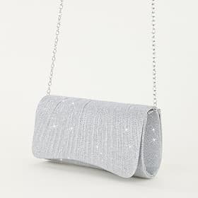 Women's Silver Glitter Evening Clutch Purse – Elegant Shoulder Bag with Chain Strap for Cocktail, Wedding Formal Events