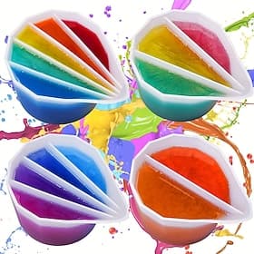 Silicone Split Cups 4 Pcs Thickened And Durable Resin Mixing Cups Fluid Art Acrylic Paint Pouring Drawing Resin Pouring DIY Make Resin Art Drawings With 2-5 Ch