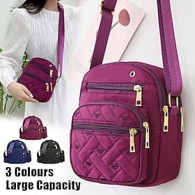 Women's Quilted Nylon Crossbody Bag – Lightweight Waterproof Shoulder Purse with Multi-Pocket Design for Travel Daily Use