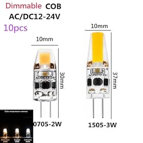 10 stücke dimmbare g4 led-lampe kristall saphirlampe 2 watt 3 watt ac/dc12-24v led cob kronleuchter led lichtquelle silikon birne hause beleuchtung