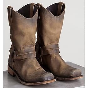 Retro Vintage Medieval Renaissance Shoes Western Boot Flat Jazz Boots Pirate Viking West Cowboy Crusader Ranger Rivet Solid Color Fancy Dress Men's Women's Pir