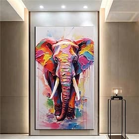 Hecho a mano Pintura al óleo pintada a colgar Pintada a mano Horizontal Abstracto Animales Moderno Sin marco interior (sin marco)