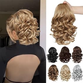 Short Ponytail Extension10 inch Wavy Drawstring Ponytail with Clip in Hairpieces Synthetic Short Drawstring Pony Tail for Women