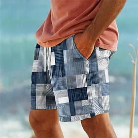 Voor heren Ruitjes Kleurenblok Lapwerk Zwemshorts Boardshorts Zwembroek Medium Taille Vakantie Hawaii Casual Vakantie Feestdagen Strand Trekkoord met Mesh-voer