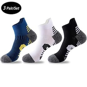 Homme 3 paquet Paquets multiples Chaussettes Chaussette Chaussettes de Course Chaussettes décontractées Noir Blanche Couleur Bloc de couleur Sport Loisir Casu