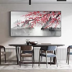 Hand painted Large Abstract Flower Oil Painting on Canvas Original Cherry Blossoms Painting Home Room Decor Living room Wall Decor Modern Wall Art Rolled Canva