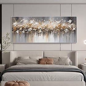 Handmade Oil Painting Canvas Wall Art Decoration Abstract F lowers Horizontal Bed Decoration Painting for Bedroom for Home Decor Rolled Frameless Unstretched P