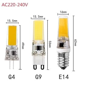 Lot de 10 ampoules LED G4 G9 E14, 5 W, COB SMD 2508, 200-240 V CA, remplaçant les spots halogènes et les lustres.