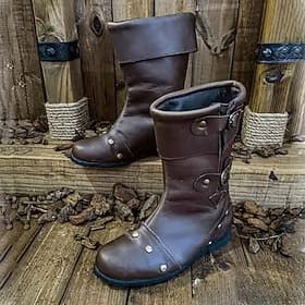 Retro Vintage Mittelalterlich Renaissance Schuhe Flache Jazzstiefel Pirat Wikinger Kreuzritter Ranger Elfen Kostüm Herren Seeräuber Steampunk Karneval Maskerad