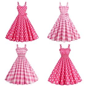 Années 1950 Rétro Vintage Rockabilly Robe Robe trapèze Pois Déguisement Femmes Carnaval Mascarade Tenue Quotidienne Enterrement de Vie de Jeune Fille Adulte Ro