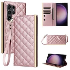 téléphone Coque Pour Samsung Galaxy S26 Ultra Plus S25 S24 S23 S22 S23 FE S21 Ultra Plus S20 Étui Portefeuille avec Lanière Avec Dragonne Support Formes Géomét
