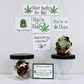 Adopt a Weed Nugget Plushie, Little Weed Nugget Plushie with Encouragement Cards, in a Jar Handmade Plush Stuffed Toys, Best Buds for Life Desktop Ornaments Gi