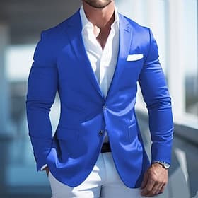 Homme Remise de diplôme Blazer Tenue de cocktail Affaires Soirée Formelle Fête de mariage Mode Occasionnel Printemps Automne Polyester Uni Avec Poches Décontr