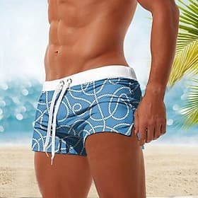 Homme Formes Géométriques Maillots de bain Shorts de bain Shorts de Surf Taille Moyenne Mode Designer Fête Plage Piscine Cordon de serrage Avec Poches Taille É