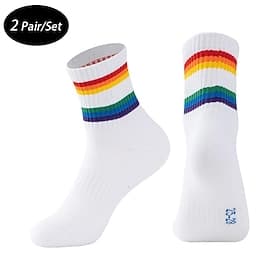 Herren 2er Pack Mehrfachpackungen Socken Socken Stricken Laufsport Socken Freizeitsocken Schwarz Weiß Farbe Regenbogen Sport Natur Täglich Urlaub Grundlegend