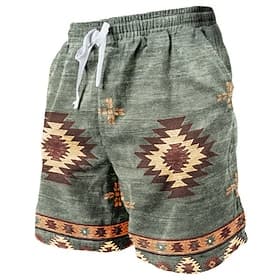 Homme Formes Géométriques Impressions Graphiques Shorts de survêtement Shorts de plage shorts en tissu éponge Taille Moyenne ancien Style Ethnique Rétro Vintag