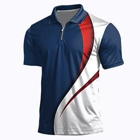 4. Juli 2026 250. Herren Veteranen Patriotisch Poloshirts mit Reißverschluss Golfshirt Kurzarm Polo-Shirts Hemden mit Kragen Lässig Streetwear Urlaubskleidung