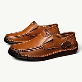 Men's Loafers Slip-On Moccasins Casual Driving Shoes with Contrast Stitching