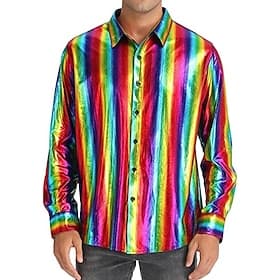 Disco Années 1980 Couleur métalique brillante Blouse / Chemise Bal Masqué Disco Couleur Unie Déguisement Homme Costume de Carnaval Mascarade Fête / Soirée Défi
