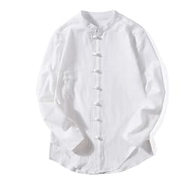 Men's Shirt Linen Shirt Chinese Collar Shirt Mandarin Collar Shirt Casual Shirt Button Up Shirt Plain Streetwear Vacation White Light Green Pink Wine Long Slee