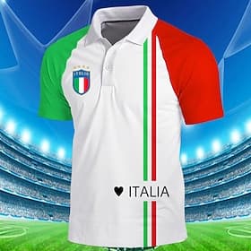 Copa de Fútbol 2026 Hombre Bandera italiana Camisetas polo deportivas Camiseta de golf Manga Corta Camisas de polo Camisas con cuello Casual Ropa de calle Ropa