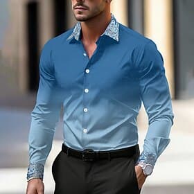 Men's Dress Shirt Printed Shirts Formal Black Pink Blue Long Sleeve Turndown Fall Winter Clothing Apparel Buttons