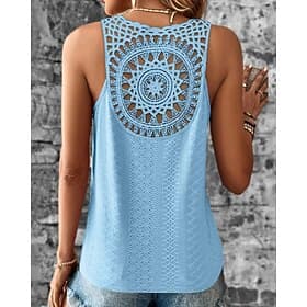 Débardeur féminin en camisole blanc rose bleu uni découpé mode de rue quotidien col V coupe régulière S