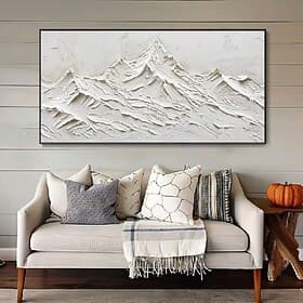 abstrakte Berglandschaft Malerei handgemachte weiße Berg Ölgemälde strukturierte Messer Berg Malerei Kunst weiße Berg Schlafzimmer Wand Dekor Wohnzimmer dekora