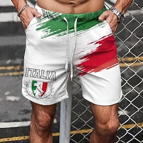 Herren Flagge Nationalflagge Boardshorts Badeshorts Shorts Mittlere Taille Mode Streetwear Designer Lässig Täglich Streetwear Kordelzug Tasche Elastischer Bund