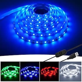 Flexibles LED-Lichtband mit hoher Helligkeit, wasserdichtes Lichtband für den Außenbereich, Stromversorgung über USB oder Batterie, 5 V, 5050 SMD, mehrfarbig,