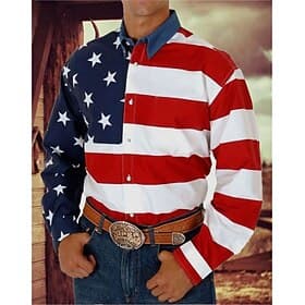 Voor heren 4 juli, 250e verjaardag van de VS Amerikaanse vlag Westers overhemd Overhemd met knopen Cowboyshirt Lange mouw Western stijl Dagelijks Strijkijzer O