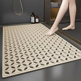 tapis de douche antidérapant, tapis de baignoire carré avec ventouses trous de drainage, tapis de cabine de douche en caoutchouc, tapis de douche de sécurité