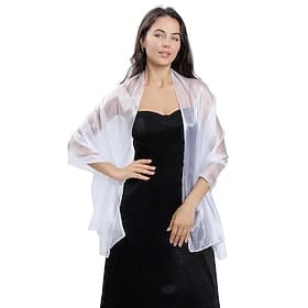 Ladiery Silky Shawls and Wraps for Evening Dresses Women Sheer Soft Bridesmaid Wedding Formal Party Organza Shawl