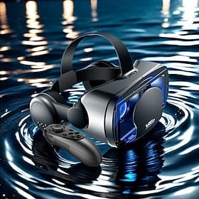 3D VR Glasses Virtual Reality 3D VR Headset Smart Glasses Helmet for Smartphones Cell Phone Mobile 7 Inches Lenses Binoculars with Controllers Valentine's Day