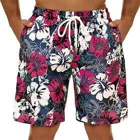 Homme Graphic Fleur Caleçons de Bain Surf Boardshort short de bain Taille médiale Vêtement de rue Hawaïen Bohème Casual du quotidien Vacances Cordon avec doubl