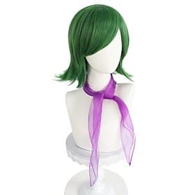 Perruque dégoût de Inside Out 2 courte verte pour femmes cosplay anime bob avec frange perruque en cheveux synthétiques pour déguisement de carnaval fête (seul