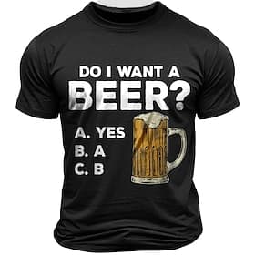 Camiseta gráfica divertida de cerveza para hombres - Hobbies y estilo de vida '¿Quiero una cerveza?' camiseta humorística de manga corta
